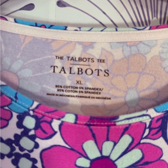 Talbots Pink and Purple Floral T-shirt women’s size XL - Picture 5 of 6